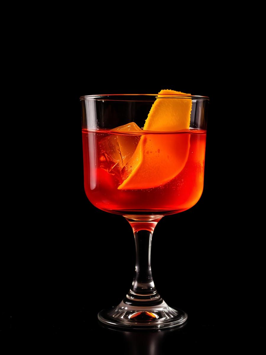Negroni servido em copo de cristal