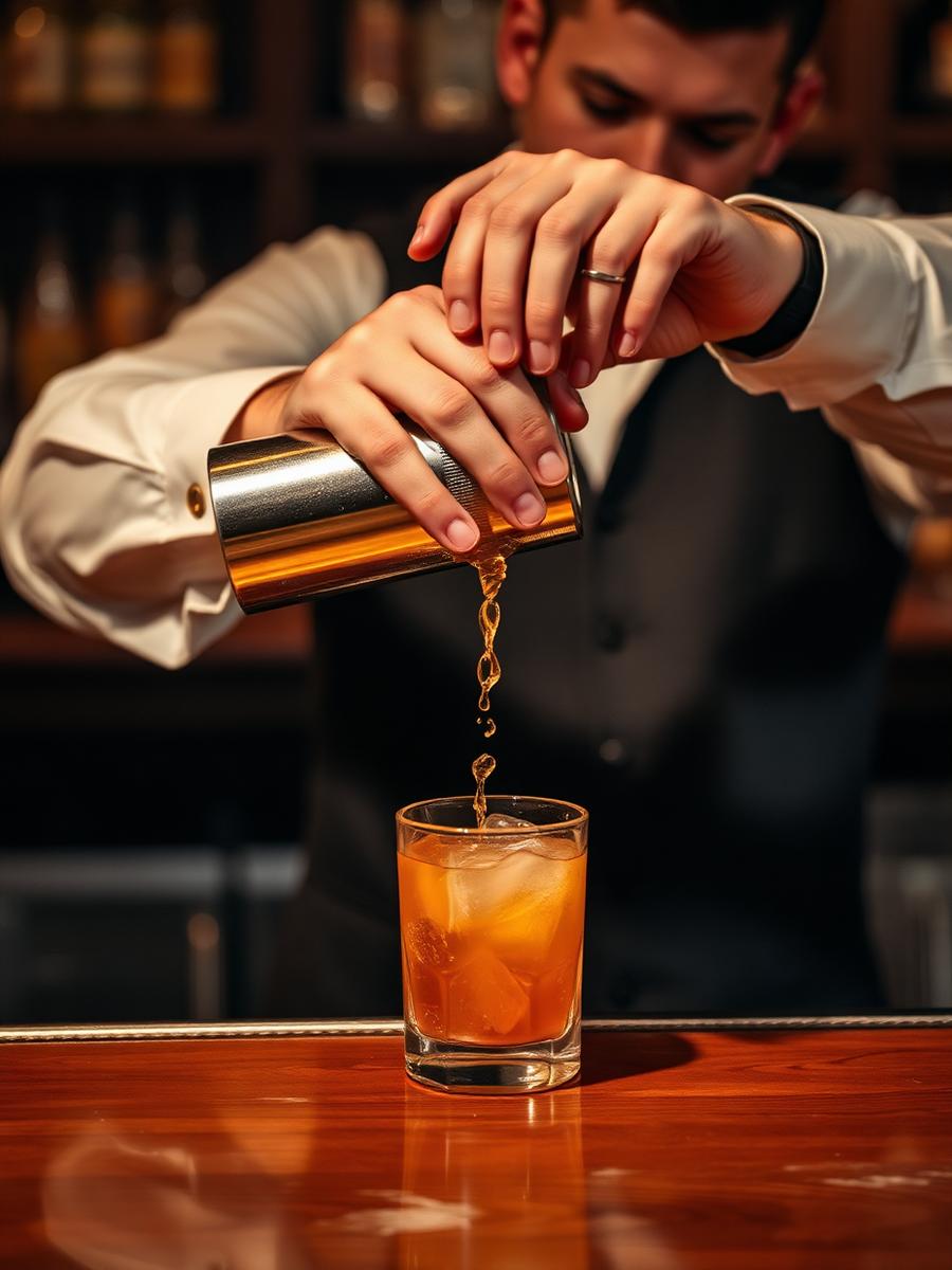 Bartender a servir um cocktail