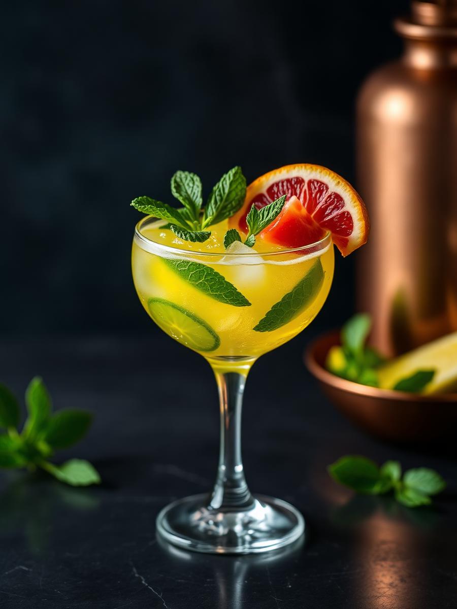Cocktail tropical com citrinos